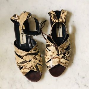 Vintage Hiroko Koshino Python Ankle-Wrap Sandals